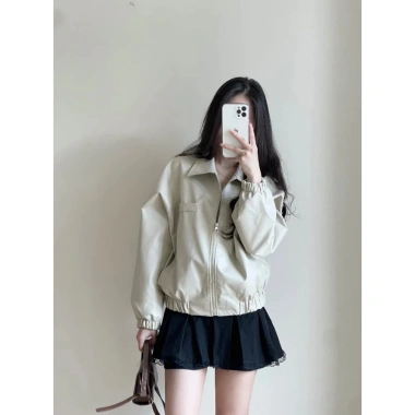 Áo khoác da 1 lớp boxy form rộng croptop bomber trendy thời trang năng động, giá 205k 3