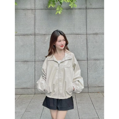 Áo khoác da 1 lớp boxy form rộng croptop bomber trendy thời trang năng động, giá 205k 7