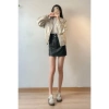 Áo khoác da 1 lớp boxy form rộng croptop bomber trendy thời trang năng động, giá 205k 9