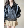 Áo khoác da 1 lớp boxy form rộng croptop bomber trendy thời trang năng động, giá 205k 10