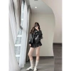 Áo khoác da 2 lớp form rộng cúc đôi bo chun viền gấu siêu xinh - chỉ 49.000đ 3