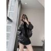 Áo khoác da 2 lớp form rộng cúc đôi bo chun viền gấu siêu xinh - chỉ 49.000đ 5