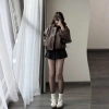 Áo khoác da 2 lớp form rộng cúc đôi bo chun viền gấu siêu xinh - chỉ 49.000đ 10