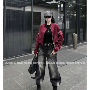 Áo khoác Da bomber nữ croptop ngắn form rộng cá tính Ulzzang Giá chỉ 269.551₫
