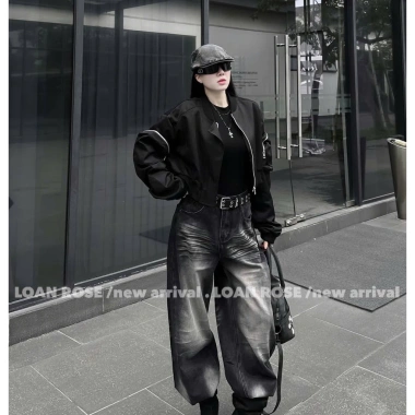 Áo khoác Da bomber nữ croptop ngắn form rộng cá tính Ulzzang Giá chỉ 269.551₫