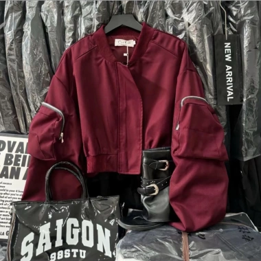 Áo khoác Da bomber nữ croptop ngắn form rộng cá tính Ulzzang Giá chỉ 269.551₫