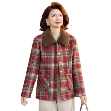 Áo khoác dạ caro lót lông dày ấm áp cho mẹ trung niên – Mặc Tết đẹp, chỉ 429.600₫ 4