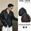 Áo Khoác Da Chần Bông Unisex Cổ Bẻ Khóa Kéo Retro Đường Phố - Phong Cách Cá Tính