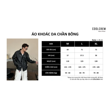 Áo Khoác Da Chần Bông Unisex Cổ Bẻ Khóa Kéo Retro Đường Phố - Phong Cách Cá Tính 2
