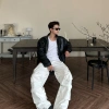 Áo Khoác Da Chần Bông Unisex Cổ Bẻ Khóa Kéo Retro Đường Phố - Phong Cách Cá Tính 5
