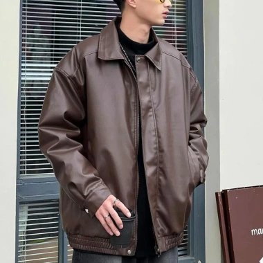 Áo Khoác Da Chần Bông Unisex Cổ Bẻ Khóa Kéo Retro Đường Phố - Phong Cách Cá Tính 7