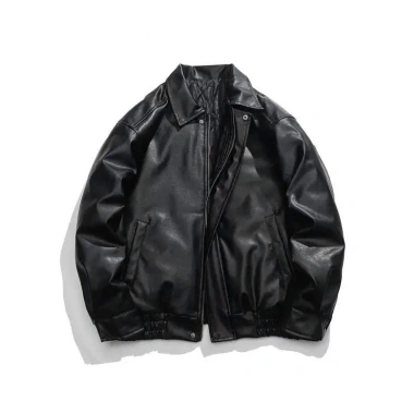 Áo Khoác Da Chần Bông Unisex Cổ Bẻ Khóa Kéo Retro Đường Phố - Phong Cách Cá Tính 9