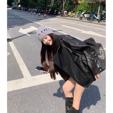 Áo khoác da dáng rộng thể thao thời trang cá tính năng động big size giá 399k trước Tết 5