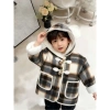 Áo khoác dạ kẻ QCCC bé trai lót lông mịn mũ gấu Noel Tết 2.026 size 9-25kg 348k 9