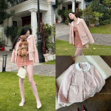Áo khoác dạ lông cừu cổ sen cúc đá dáng lửng, lót gió mùa đông, giá 322k – giảm 22% tại Hta boutique
