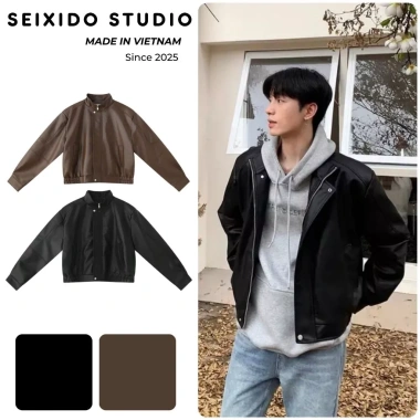 Áo Khoác Da Nam Seixido Studio Cao Cấp Cổ Bẻ Dài Tay - Giá 349.000₫ Giảm 90.740₫