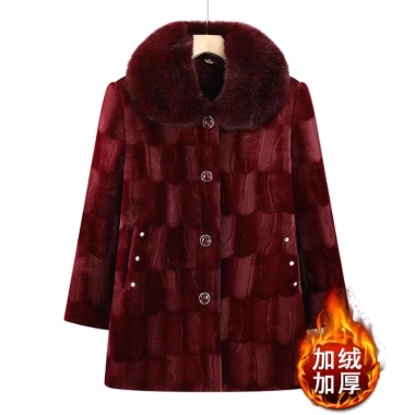 Áo Khoác Dạ Nhung Nữ Trung Niên Cao Cấp Ấm Dày, Cổ Lông To Sang Trọng - Phong Cách Mặc Tết Giá 469.800₫