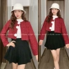Áo khoác dạ nữ A.690 croptop tay dài cổ tròn kim tuyến, 3 hoa, khuy cài - 165.000₫ 2
