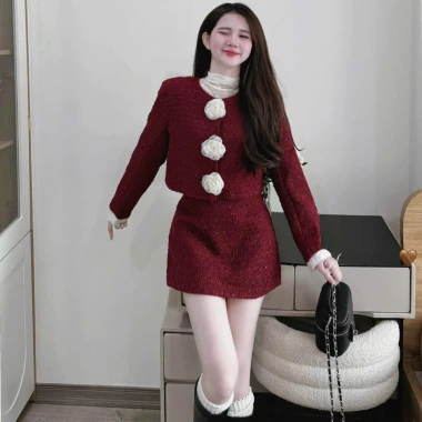 Áo khoác dạ nữ A.690 croptop tay dài cổ tròn kim tuyến, 3 hoa, khuy cài - 165.000₫ 4