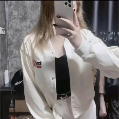 Áo khoác da nữ bomber thêu cờ Mỹ croptop basic sang chảnh, dễ phối đồ xu hướng 2.025 4