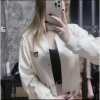Áo khoác da nữ bomber thêu cờ Mỹ - Croptop basic thanh lịch, dễ phối, xu hướng 2.025, giảm giá 129k 4