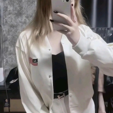 Áo khoác da nữ bomber thêu cờ Mỹ - Croptop basic thanh lịch, dễ phối, xu hướng 2.025, giảm giá 129k