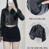 Áo khoác da nữ croptop Cesy 2 lớp, dài tay, khóa kéo, đệm vai - 188.366 VND 4