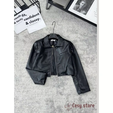 Áo khoác da nữ croptop Cesy 2 lớp, dài tay, khóa kéo, đệm vai - 188.366 VND 10 Áo khoác da nữ croptop Cesy 2 lớp, dài tay, khóa kéo, đệm vai - 188.366 VND 10