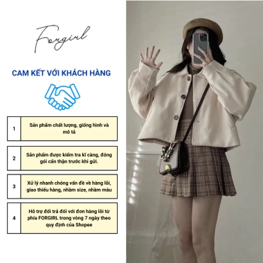 Áo khoác dạ nữ Forgirl 2 lớp cổ bẻ tay bồng dáng croptop basic siêu xinh T023 198k 9