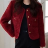 Áo khoác da tweed đỏ cổ tròn khuy đồng - phong cách thanh lịch, giảm giá 254.293₫ 6