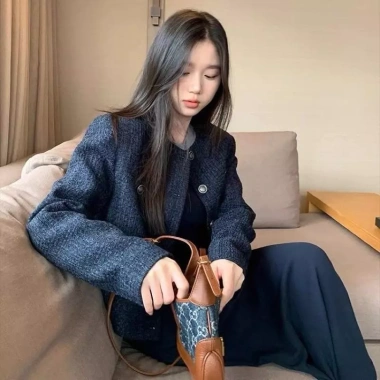 Áo khoác dạ tweed nữ 2 lớp cúc đồng cao cấp mùa thu đông, thiết kế Hàn Quốc siêu ấm, len kẻ caro sang, chỉ 196k