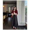 Áo khoác dạ tweed nữ đỏ lông xù, dáng ngắn tiểu thư, túi nắp, mùa đông - 239k 2