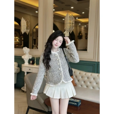 Áo khoác dạ Tweed nữ N307 KENVY STORE - Thêu viền bèo, khuy đồng sang chảnh, form vừa, giá chỉ 269.000₫
