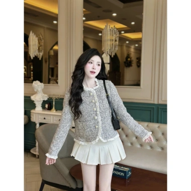 Áo khoác dạ Tweed nữ N307 KENVY STORE - Thêu viền bèo, khuy đồng sang chảnh, form vừa, giá chỉ 269.000₫