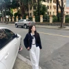 Áo khoác dạ tweed nữ navy ngắn croptop mùa thu đông Tết 2.024 Noiree MA344 249k 2