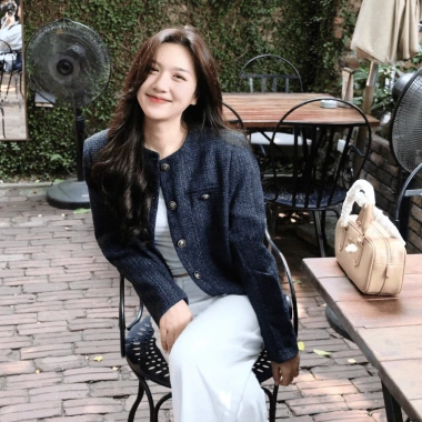 Áo khoác dạ tweed nữ navy ngắn croptop mùa thu đông Tết 2.024 Noiree MA344 249k
