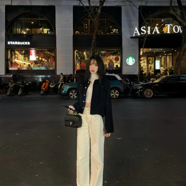 Áo khoác dạ tweed nữ navy ngắn croptop mùa thu đông Tết 2.024 Noiree MA344 249k
