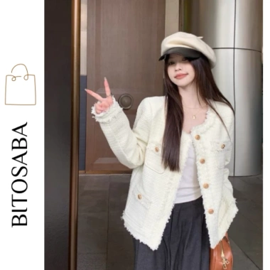 Áo khoác dạ tweed viền tua rua thanh lịch - Giá chỉ 239k, giảm so với 286.8k