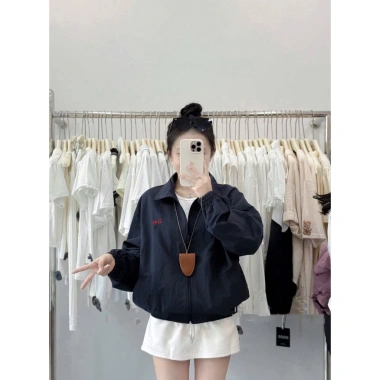 Áo khoác dù gió nhăn nữ cổ bè 2 lớp logo STGY - Giá chỉ 129.000đ, giảm mạnh