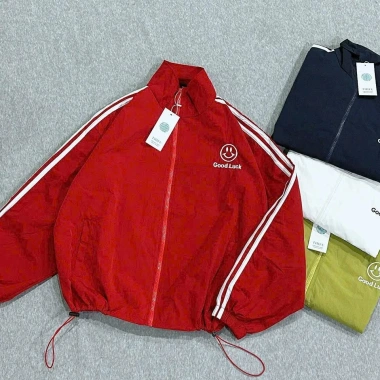 Áo khoác dù nhăn nữ Croptop Good Luck mặt cười, cánh dơi lửng 2 lớp, túi trong, chống nắng chạy bộ thể thao 2
