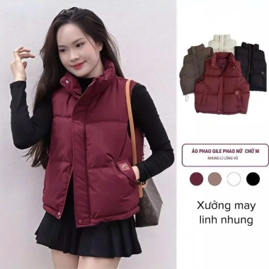 Áo khoác Gile chữ M 3 lớp siêu ấm, cổ cao chống gió, 4 màu, giảm giá tới 99k