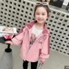 Áo khoác gió 2 lớp bé gái, in hình KuRoMi, vải tráng bạc chống nước cản bụi 2