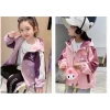 Áo khoác gió 2 lớp bé gái, in hình KuRoMi, vải tráng bạc chống nước cản bụi 4