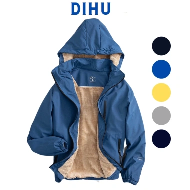 Áo khoác gió dù lót lông nâu ấm áp mùa đông, chống nước gió bụi DIHU 226.000₫