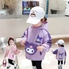 Áo khoác gió Kuromi lót lông dày, vải tráng bạc cản nước, chống gió, vạt che khóa 8-45kg 3
