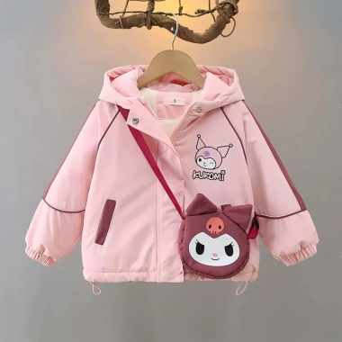 Áo khoác gió Kuromi lót lông dày, vải tráng bạc cản nước, chống gió, vạt che khóa 8-45kg 10