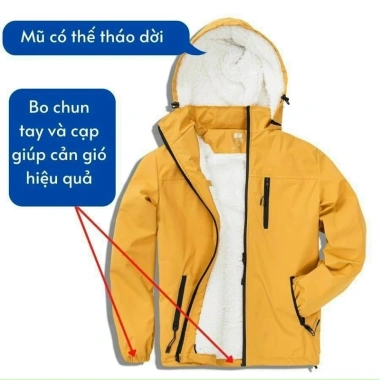 Áo Khoác Gió Lót Lông Cừu Mạnh Hường Dày Ấm - Vải Tráng Bạc Chống Nước