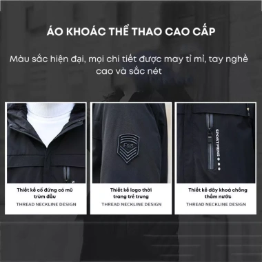 Áo khoác gió nam KAIMONO KP086 lót lông 2 lớp dày, chống nước, mũ tích hợp, túi trong - 429.000₫