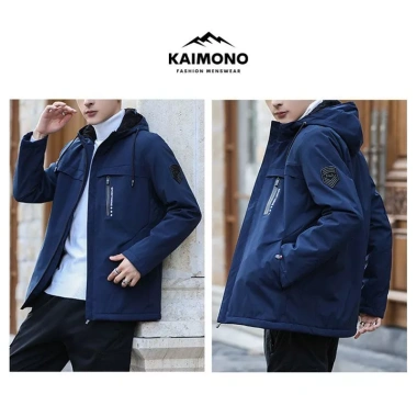 Áo khoác gió nam KAIMONO KP086 lót lông 2 lớp dày, chống nước, mũ tích hợp, túi trong - 429.000₫