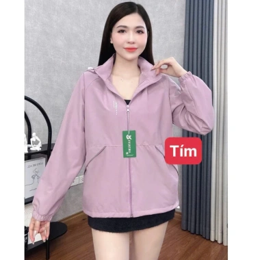 Áo khoác gió nữ 2 lớp mới 2.025, túi kéo khóa, nắp túi ngược, phù hợp 2